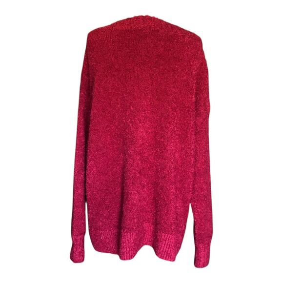 Aerie Oversized Ribbed V-Neck Sweater Long Sleeve Red Pullover Women's Medium - Picture 5 of 14
